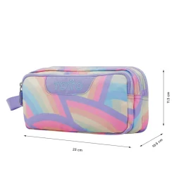 TOTTO Material Escolar*- Estuche escolar tres compartimentos arcoíris Agapec