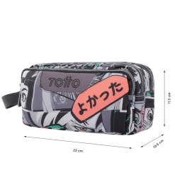 TOTTO Material Escolar*- Estuche escolar tres compartimentos manga Agapec
