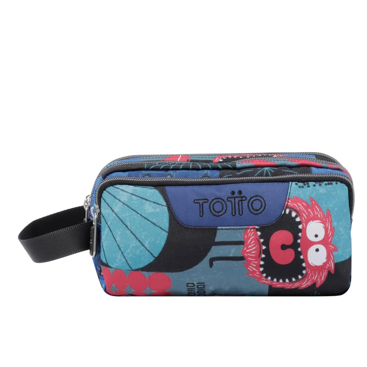 TOTTO Material Escolar*- Estuche escolar tres compartimentos cyber monstruos Agapec
