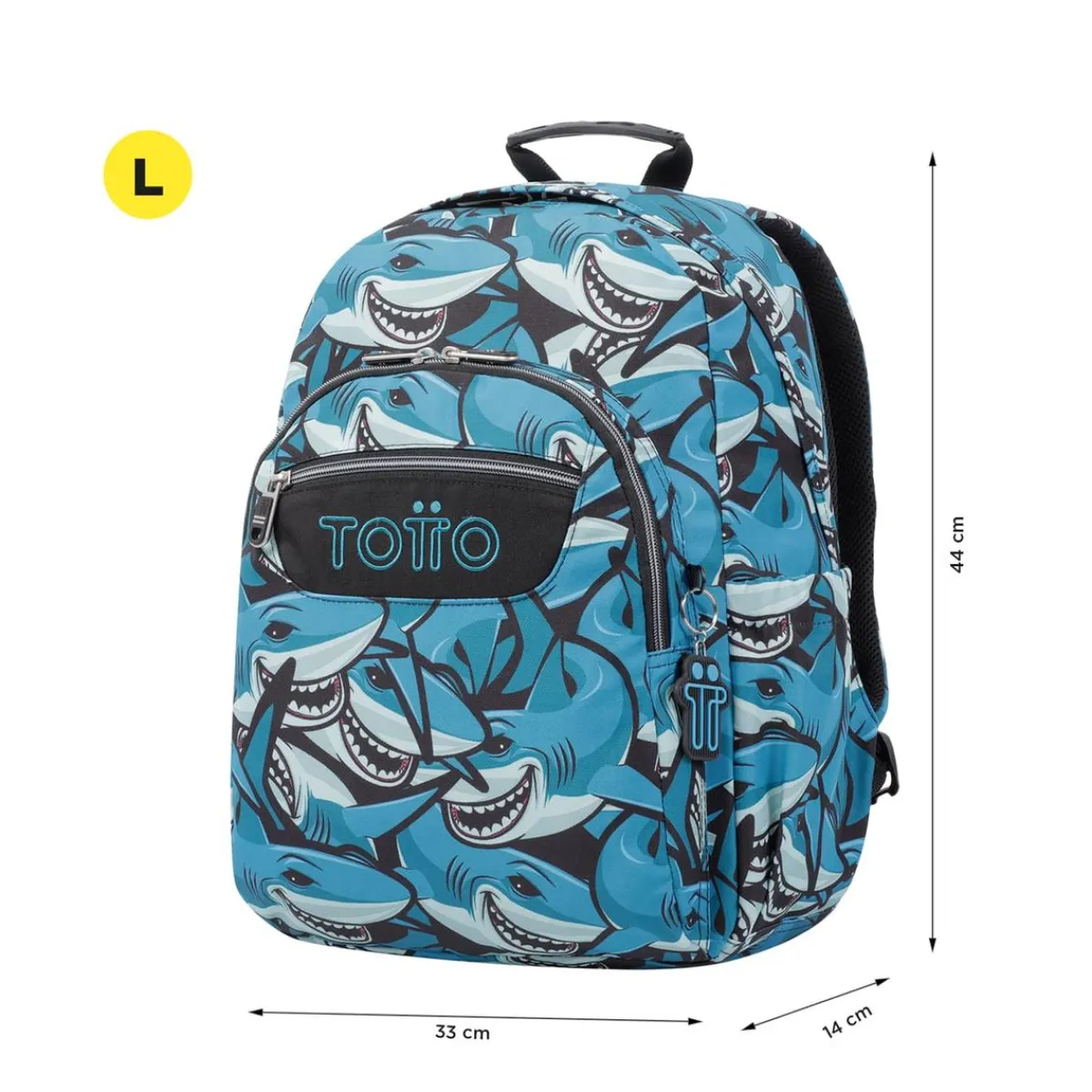 TOTTO Material Escolar*- Mochila escolar adaptable a carro tiburones Acuareles