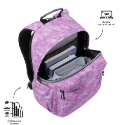 TOTTO Material Escolar*- Mochila escolar adaptable a carro camuflaje rosa Acuareles