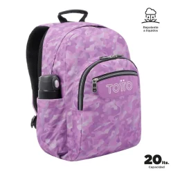 TOTTO Material Escolar*- Mochila escolar adaptable a carro camuflaje rosa Acuareles