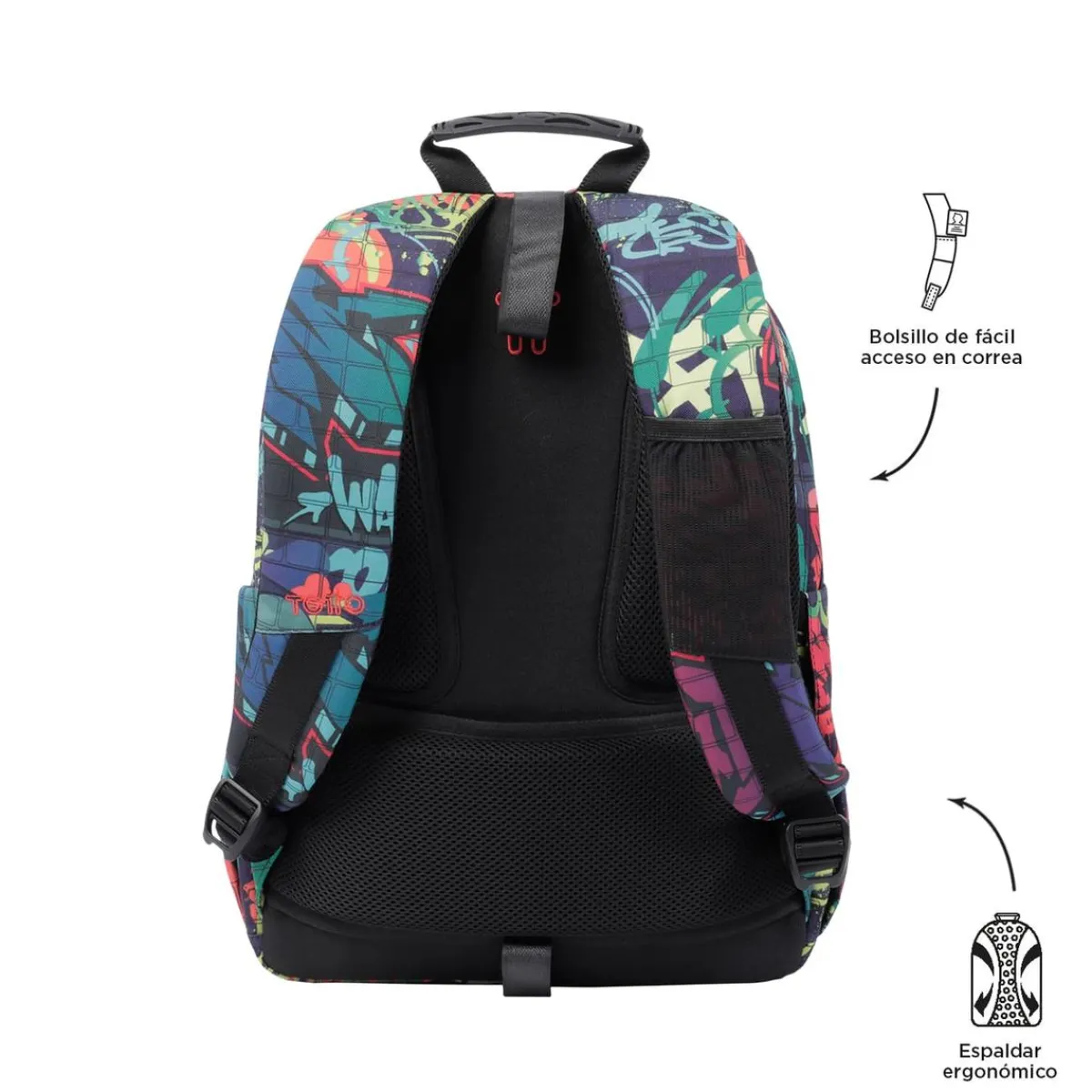 TOTTO Material Escolar*- Mochila escolar adaptable a carro graffiti Acuareles