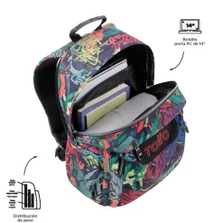 TOTTO Material Escolar*- Mochila escolar adaptable a carro graffiti Acuareles
