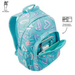 TOTTO Material Escolar*- Mochila escolar adaptable a carro corazones pintados Acuareles