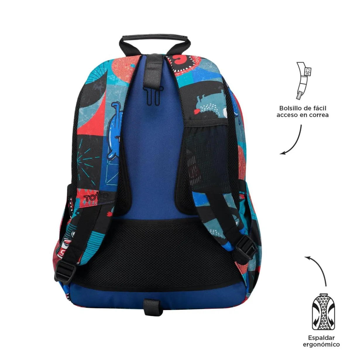 TOTTO Material Escolar*- Mochila escolar adaptable a carro cyber monstruos Acuareles