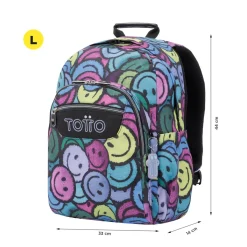 TOTTO Material Escolar*- Mochila escolar adaptable a carro emojis Acuareles