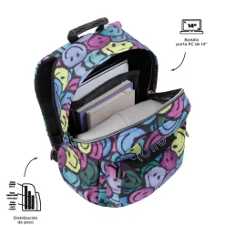 TOTTO Material Escolar*- Mochila escolar adaptable a carro emojis Acuareles