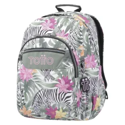 TOTTO Material Escolar*- Mochila escolar adaptable a carro tropical cebras Acuareles