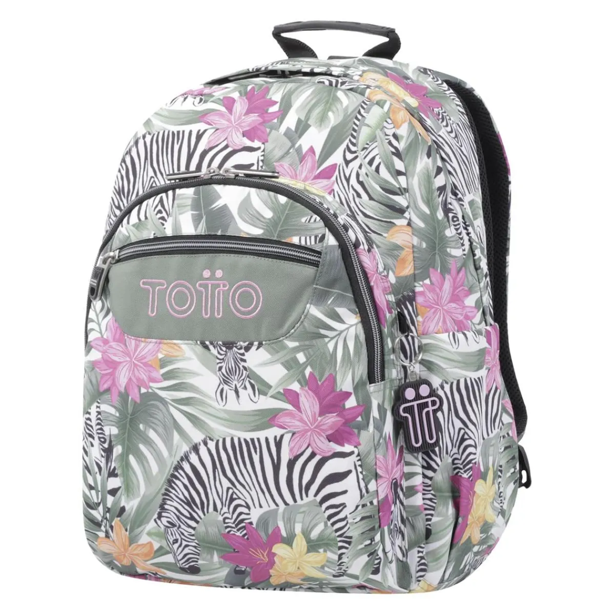 TOTTO Material Escolar*- Mochila escolar adaptable a carro tropical cebras Acuareles