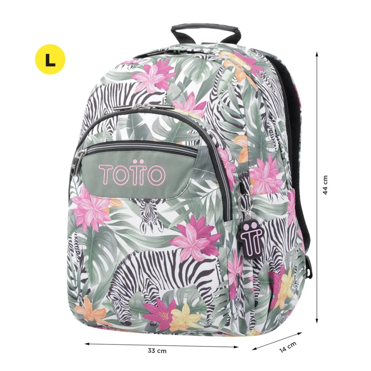 TOTTO Material Escolar*- Mochila escolar adaptable a carro tropical cebras Acuareles