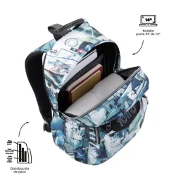 TOTTO Material Escolar*- Mochila escolar adaptable a carro postales y casetes Acuareles