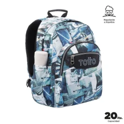 TOTTO Material Escolar*- Mochila escolar adaptable a carro postales y casetes Acuareles