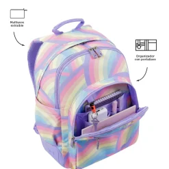 TOTTO Material Escolar*- Mochila escolar arcoíris Crayoles