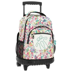TOTTO Material Escolar*- Mochila escolar con ruedas Renglones - Flores