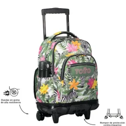 TOTTO Material Escolar*- Mochila escolar con ruedas tropical cebras Renglones