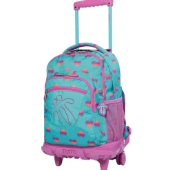TOTTO Material Escolar*- Mochila escolar con ruedas Renglones - Corazones