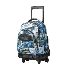 TOTTO Material Escolar*- Mochila escolar con ruedas postales y casetes Renglones