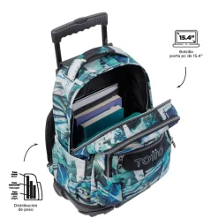 TOTTO Material Escolar*- Mochila escolar con ruedas postales y casetes Renglones