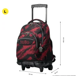 TOTTO Material Escolar*- Mochila escolar con ruedas tiza roja Renglones