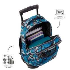 TOTTO Material Escolar*- Mochila escolar con ruedas tiburones Renglones