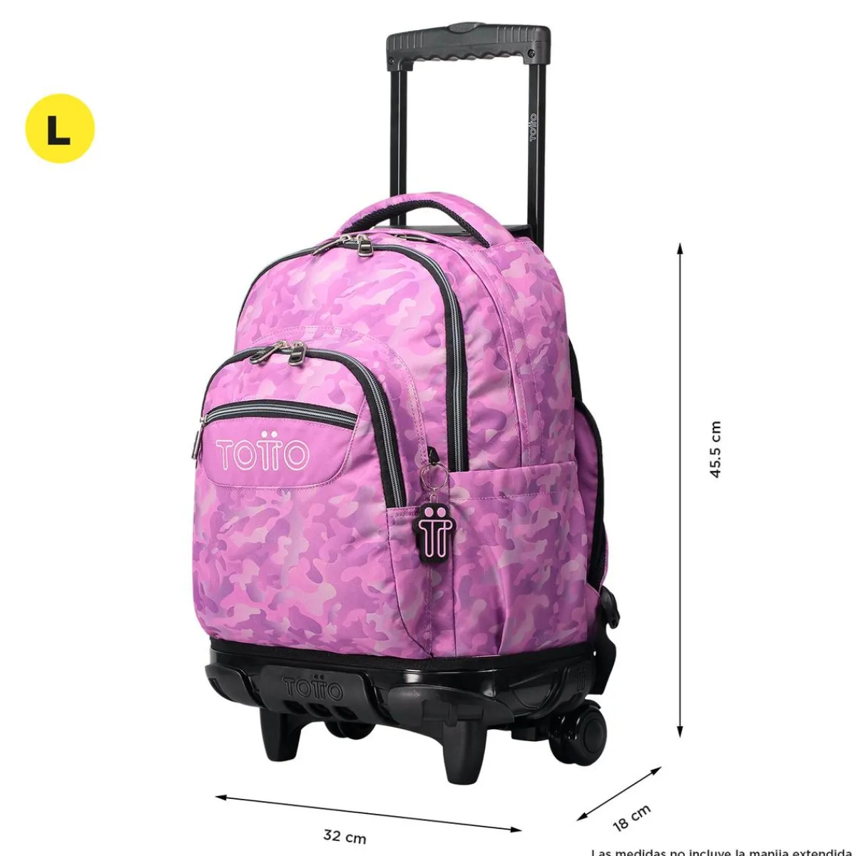 TOTTO Material Escolar*- Mochila escolar con ruedas camuflaje rosa Renglones