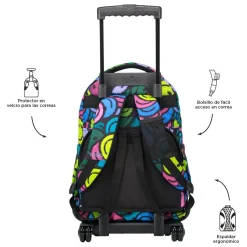 TOTTO Material Escolar*- Mochila escolar con ruedas emojis Renglones