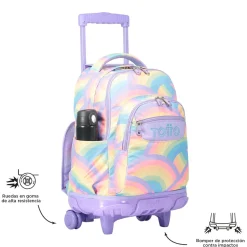 TOTTO Material Escolar*- Mochila escolar con ruedas arcoíris Renglones