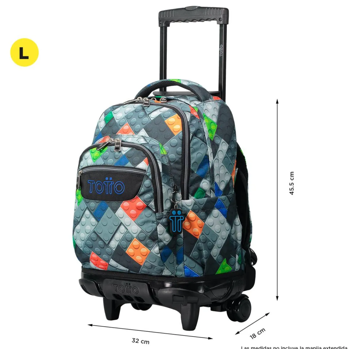 TOTTO Material Escolar*- Mochila escolar con ruedas bloques Renglones