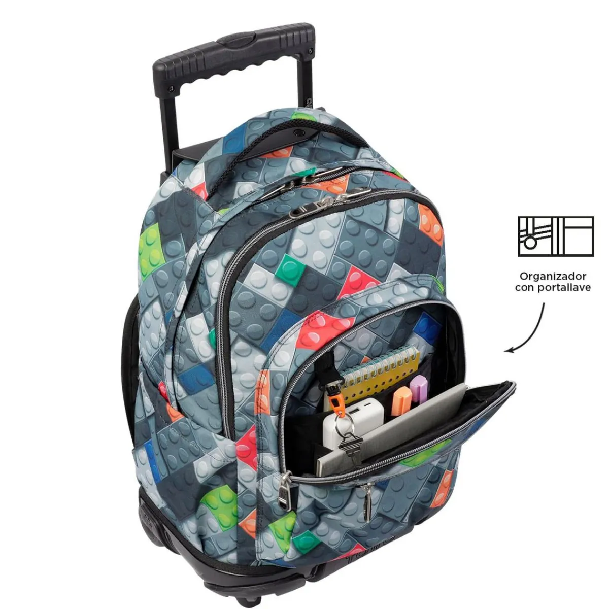 TOTTO Material Escolar*- Mochila escolar con ruedas bloques Renglones