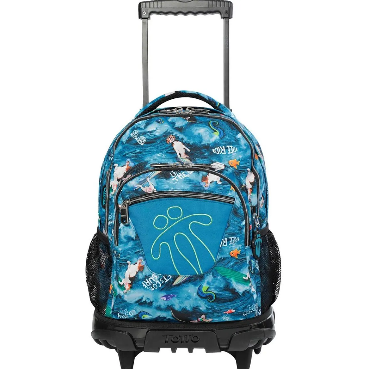 TOTTO Material Escolar*- Mochila escolar con ruedas Renglones - Océano