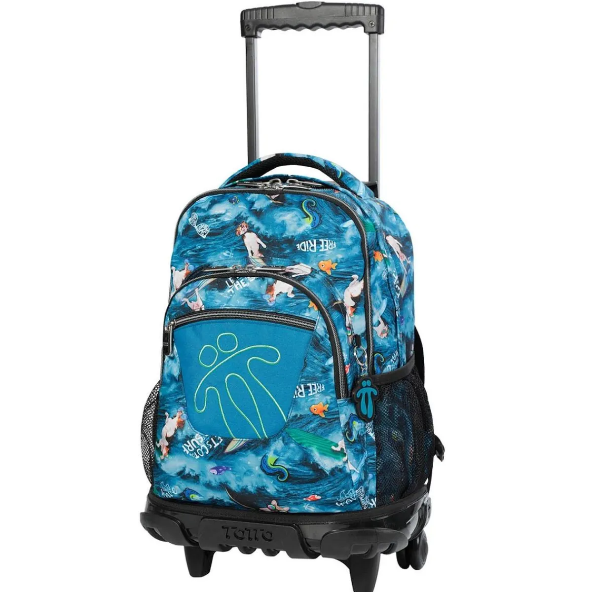 TOTTO Material Escolar*- Mochila escolar con ruedas Renglones - Océano