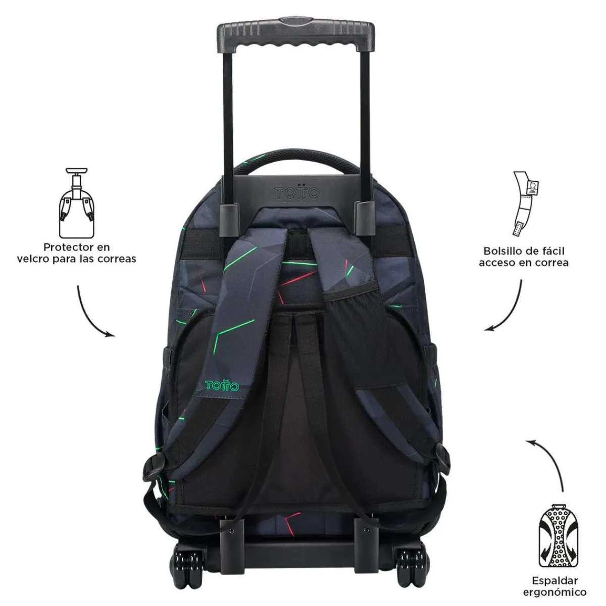 TOTTO Material Escolar*- Mochila escolar con ruedas fractal Renglones
