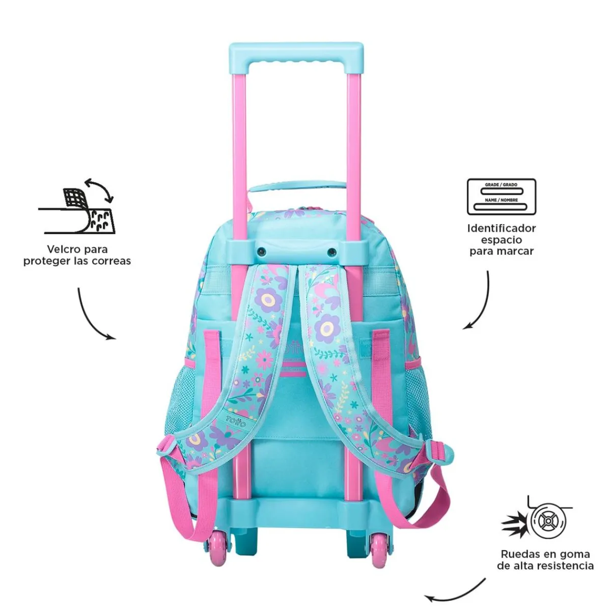 TOTTO Material Escolar*- Mochila escolar con ruedas mediana Tropyglam
