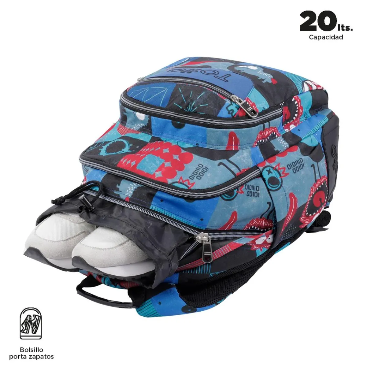 TOTTO Material Escolar*- Mochila escolar cyber monstruos Crayoles