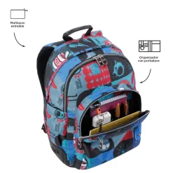 TOTTO Material Escolar*- Mochila escolar cyber monstruos Crayoles