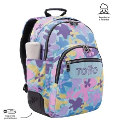 TOTTO Material Escolar*- Mochila escolar flores hawaianas Crayoles