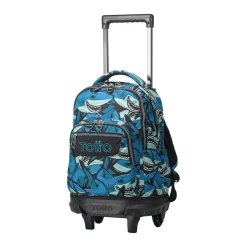 TOTTO Material Escolar*- Mochila escolar pequeña ruedas tiburones Resma