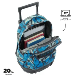 TOTTO Material Escolar*- Mochila escolar pequeña ruedas tiburones Resma