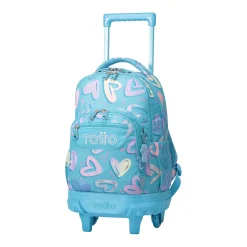 TOTTO Material Escolar*- Mochila escolar pequeña ruedas corazones pintados Resma