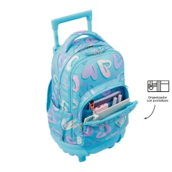 TOTTO Material Escolar*- Mochila escolar pequeña ruedas corazones pintados Resma