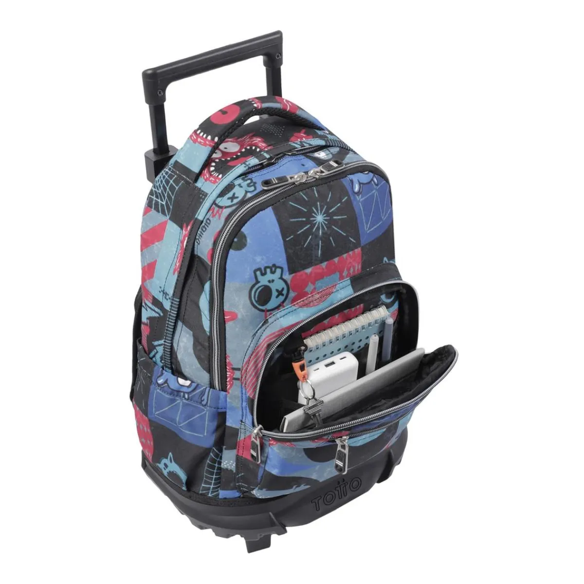 TOTTO Material Escolar*- Mochila escolar pequeña ruedas cyber monstruos Resma