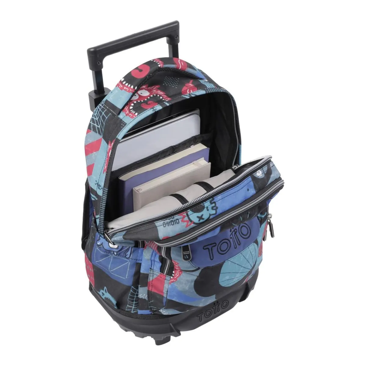 TOTTO Material Escolar*- Mochila escolar pequeña ruedas cyber monstruos Resma