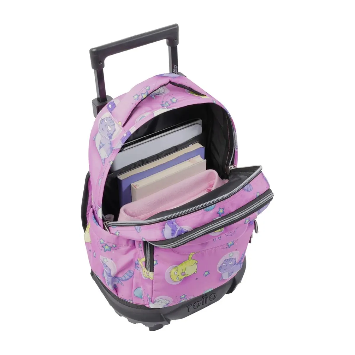 TOTTO Material Escolar*- Mochila escolar pequeña ruedas gatos astronautas Resma