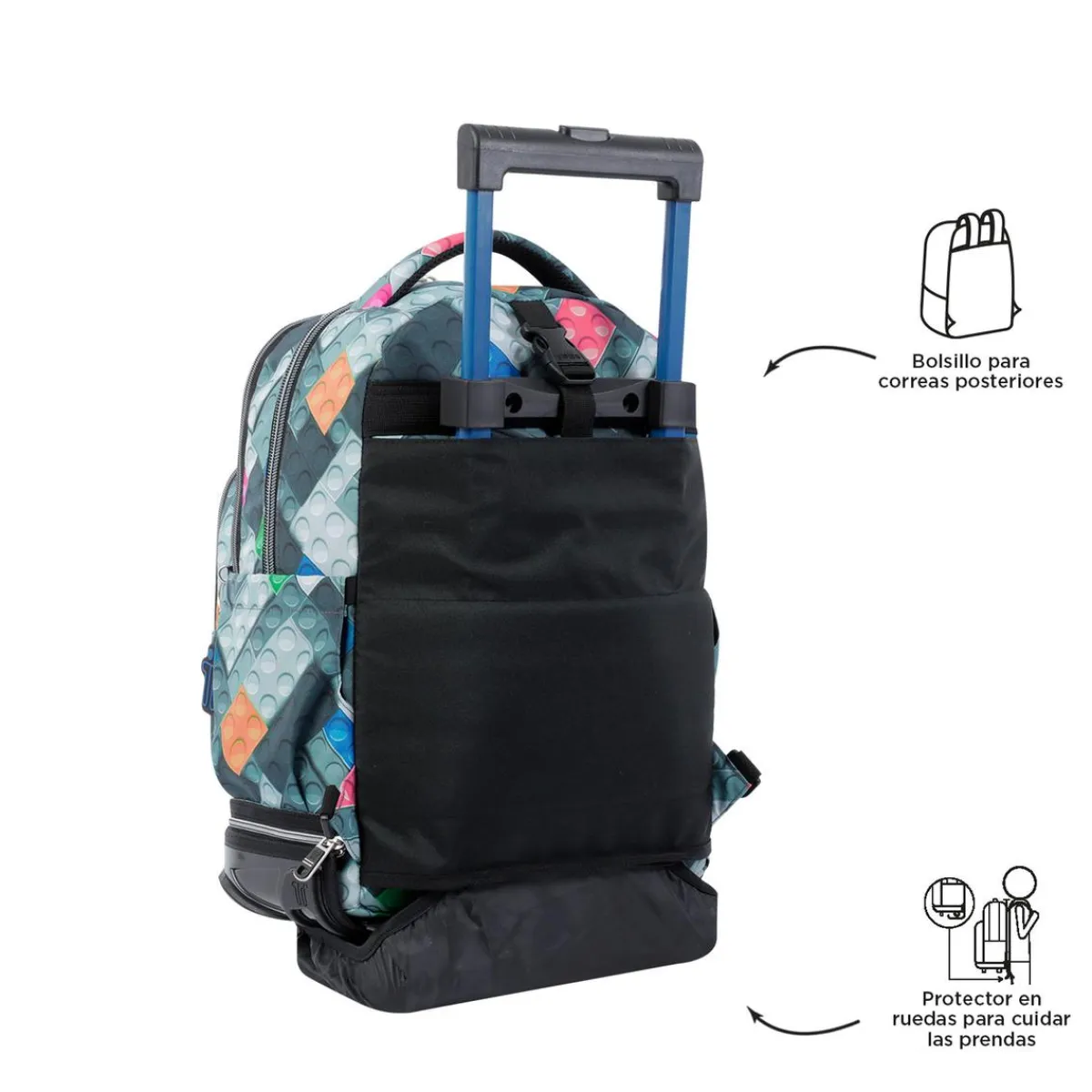 TOTTO Material Escolar*- Mochila escolar ruedas desmontable bloques Tiza