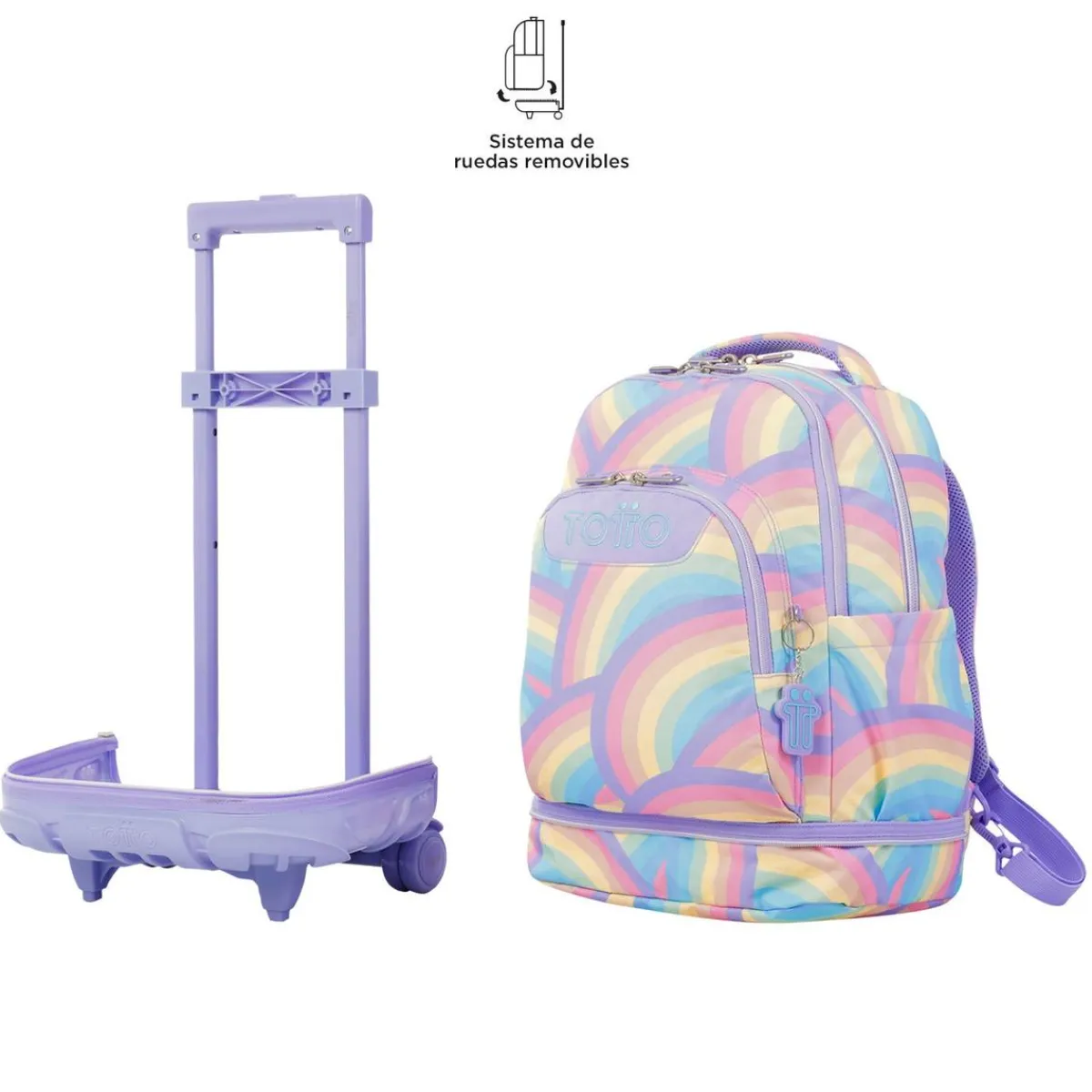 TOTTO Material Escolar*- Mochila escolar ruedas desmontable arcoíris Tiza