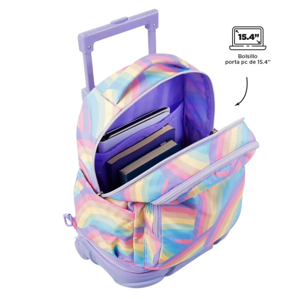 TOTTO Material Escolar*- Mochila escolar ruedas desmontable arcoíris Tiza