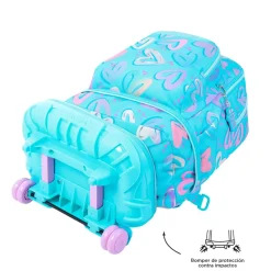 TOTTO Material Escolar*- Mochila escolar ruedas desmontable corazones pintados Tiza