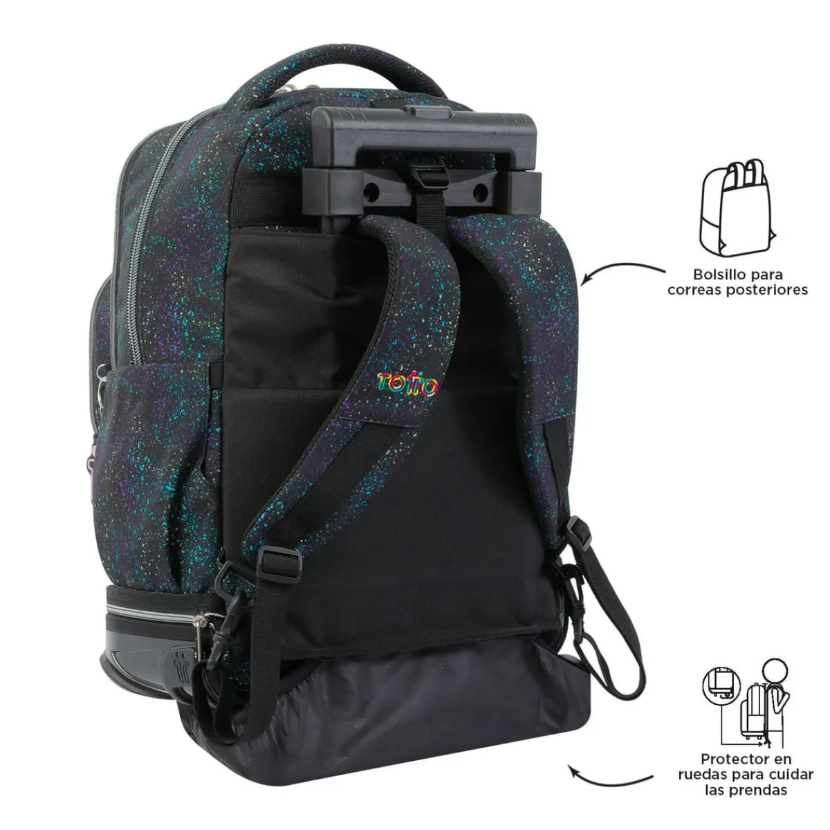 TOTTO Material Escolar*- Mochila escolar ruedas desmontable salpicado color Tiza