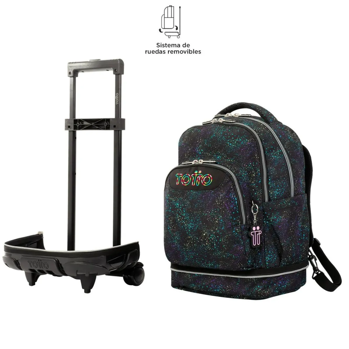 TOTTO Material Escolar*- Mochila escolar ruedas desmontable salpicado color Tiza